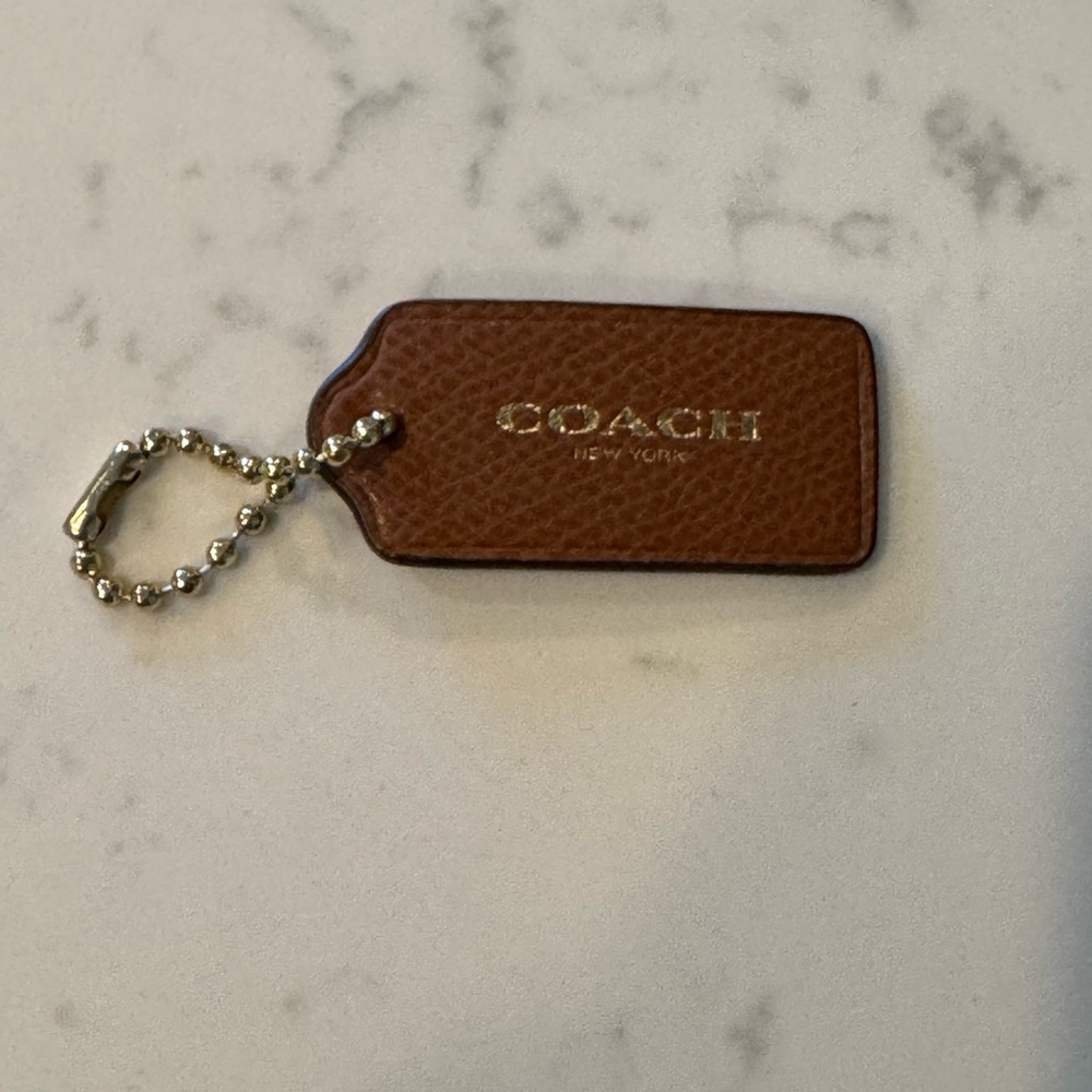 Coach Brown Leather Keychain Tag